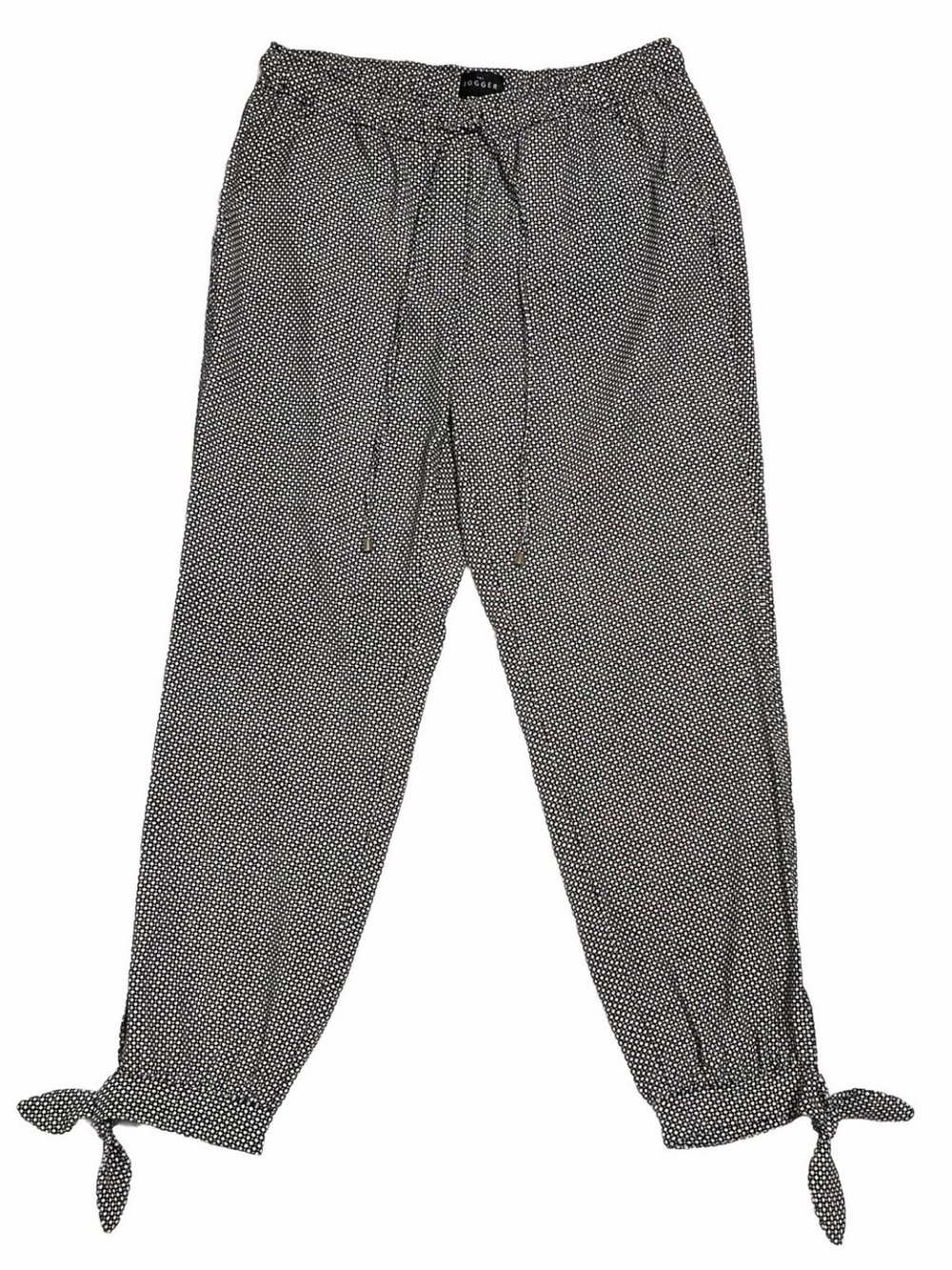 White House Black Market Black & White Polka Dot Tie-Hem Joggers